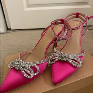 A New Day Women's Pink Heels with Rhinestone Bow